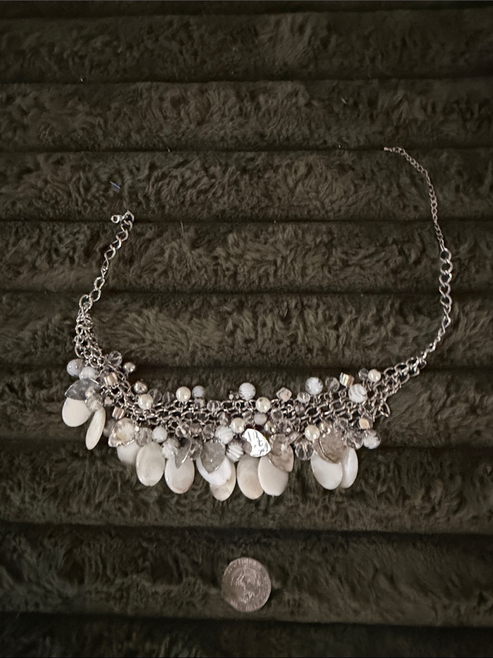 & Other Stories Silver Multi-Chain Necklace with White Shell Drops
